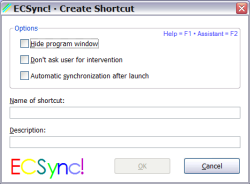 ECSync! · Create Shortcut